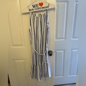 Beach lunch lounge striped sleeveless midi dress sz XS